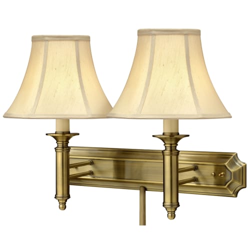 Double Wall Lamp, Portable, 19"H x 12" Ext, Steel, Satin Antique Brass